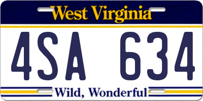 WV license plate 4SA634