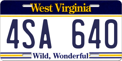 WV license plate 4SA640