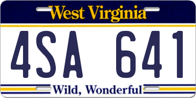WV license plate 4SA641
