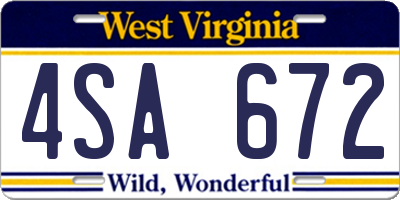 WV license plate 4SA672