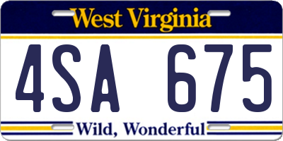 WV license plate 4SA675