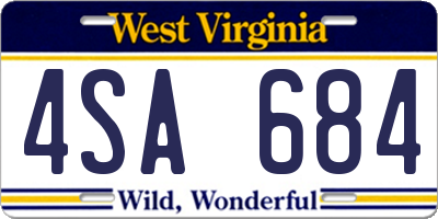 WV license plate 4SA684