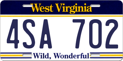 WV license plate 4SA702