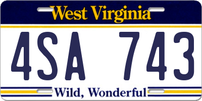 WV license plate 4SA743
