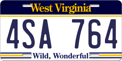 WV license plate 4SA764