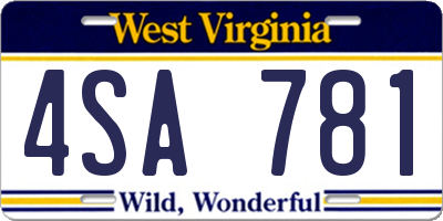 WV license plate 4SA781