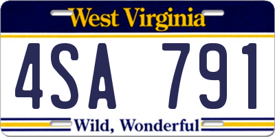 WV license plate 4SA791