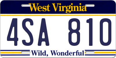WV license plate 4SA810