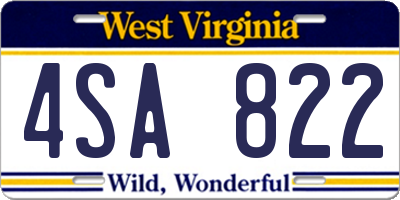 WV license plate 4SA822