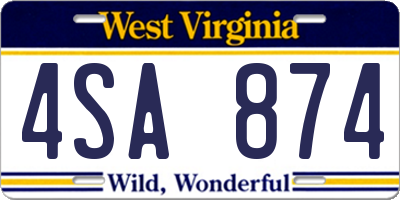 WV license plate 4SA874