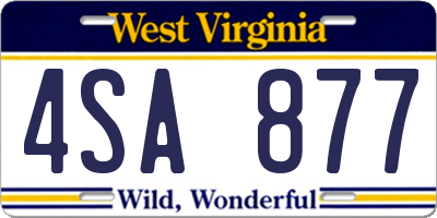 WV license plate 4SA877