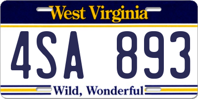WV license plate 4SA893