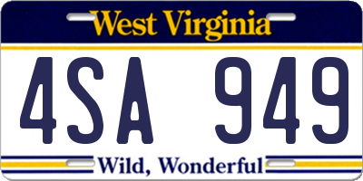 WV license plate 4SA949