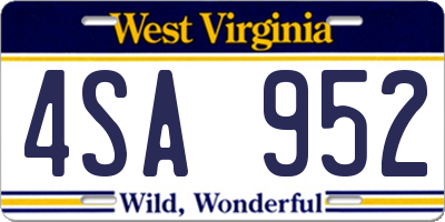 WV license plate 4SA952