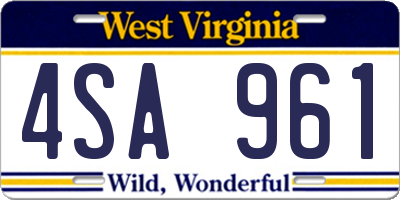 WV license plate 4SA961