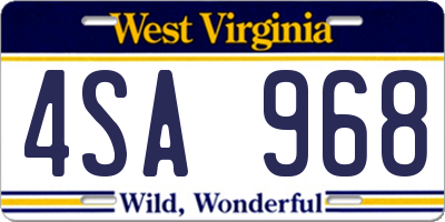 WV license plate 4SA968