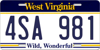 WV license plate 4SA981
