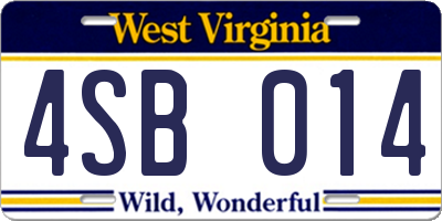 WV license plate 4SB014
