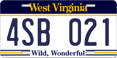 WV license plate 4SB021