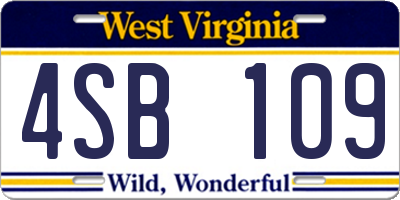 WV license plate 4SB109