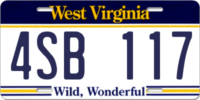 WV license plate 4SB117
