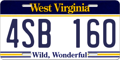 WV license plate 4SB160