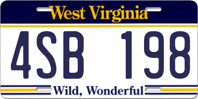 WV license plate 4SB198