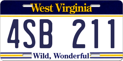 WV license plate 4SB211