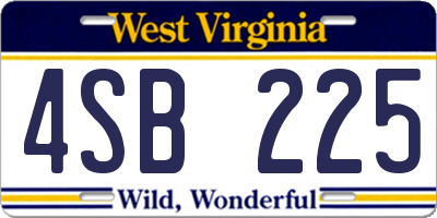 WV license plate 4SB225