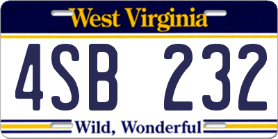 WV license plate 4SB232