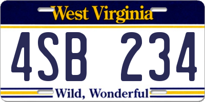 WV license plate 4SB234