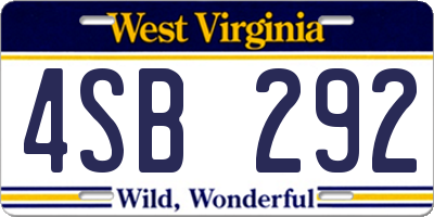 WV license plate 4SB292