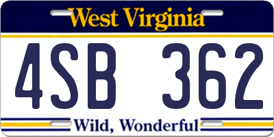 WV license plate 4SB362