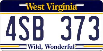 WV license plate 4SB373