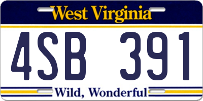 WV license plate 4SB391