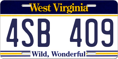 WV license plate 4SB409