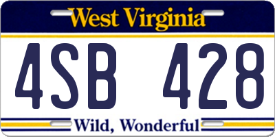 WV license plate 4SB428
