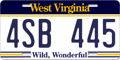 WV license plate 4SB445