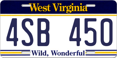 WV license plate 4SB450