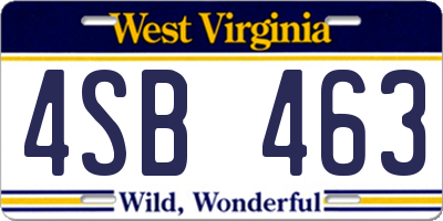 WV license plate 4SB463