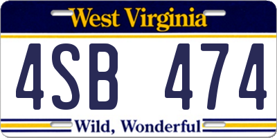 WV license plate 4SB474