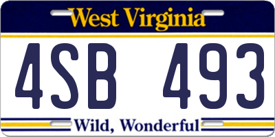 WV license plate 4SB493