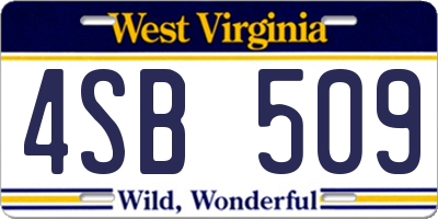 WV license plate 4SB509