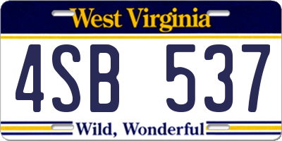WV license plate 4SB537