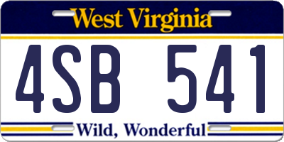 WV license plate 4SB541