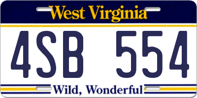 WV license plate 4SB554