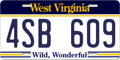 WV license plate 4SB609