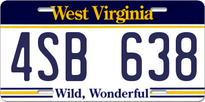 WV license plate 4SB638