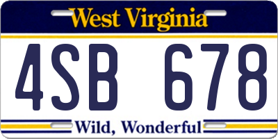 WV license plate 4SB678