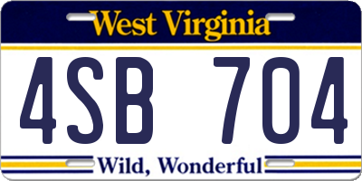 WV license plate 4SB704